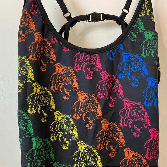 NWT Feather 11 One-Piece Black Tiger Print French Cut Crisis-Cross Swimsuit - Picture 3 of 7